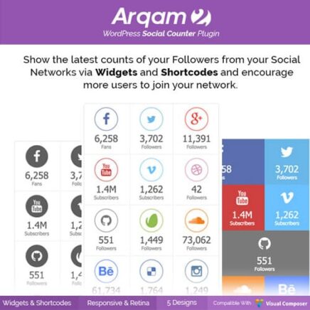 Social Counter Plugin For Wordpress Arqam