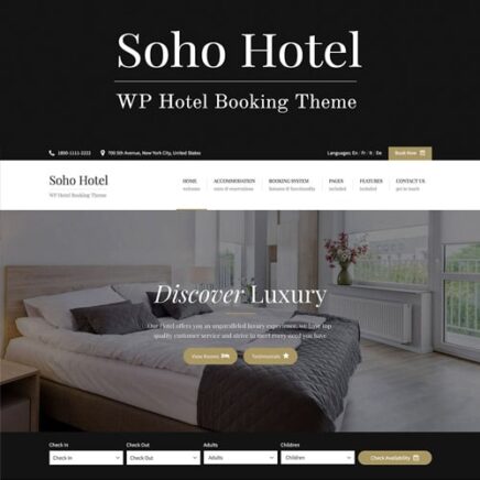 Soho Hotel Booking Hotel Wordpress Theme