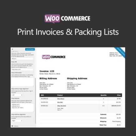 Woocommerce Print Invoices Packing Lists