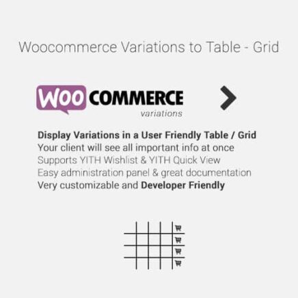 Woocommerce Variations To Table – Grid