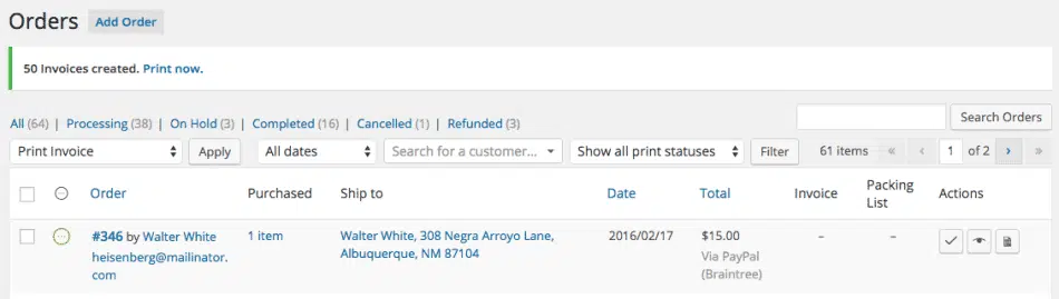 Woocommerce Print Invoices Packing Lists Bulk Done