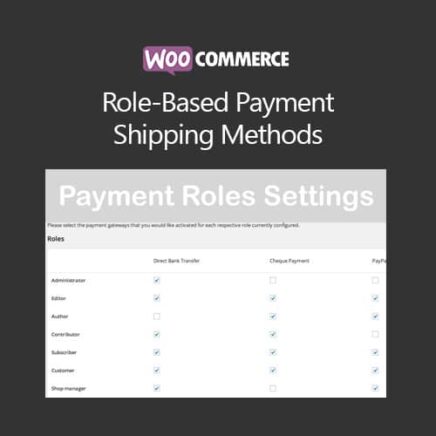 Woocommerce Role Based Payment Shipping Methods