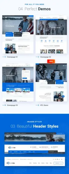 A Screenshot Of A قالب وردپرسی مشاوره مهاجرت لیویزا | Liviza