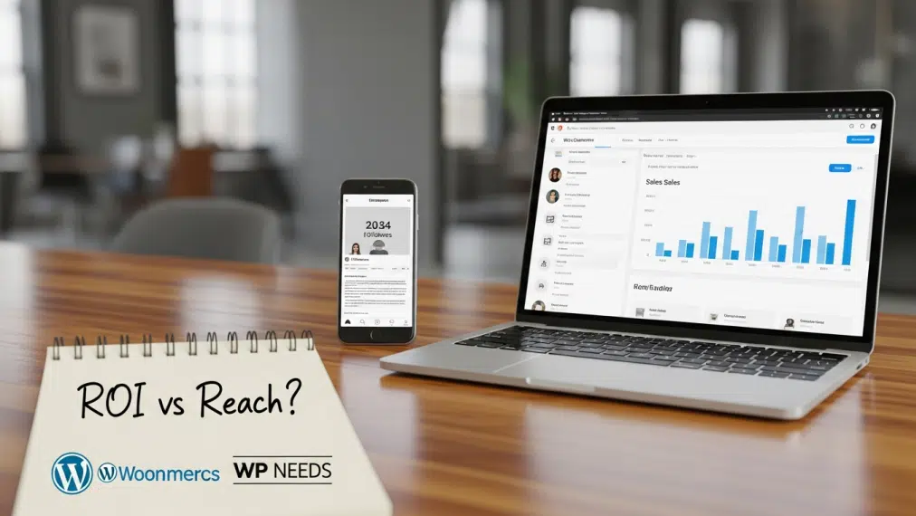 Laptop and phone displaying analytics data