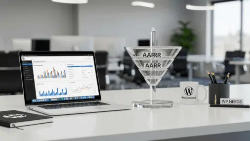 AARRR funnel with analytics display