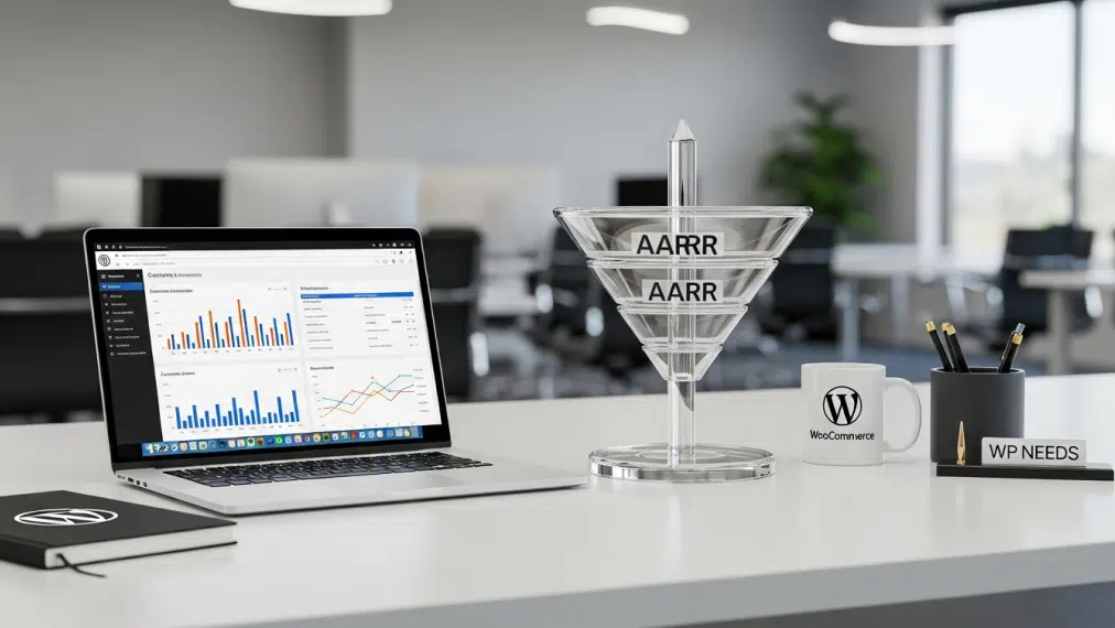 AARRR funnel with analytics display