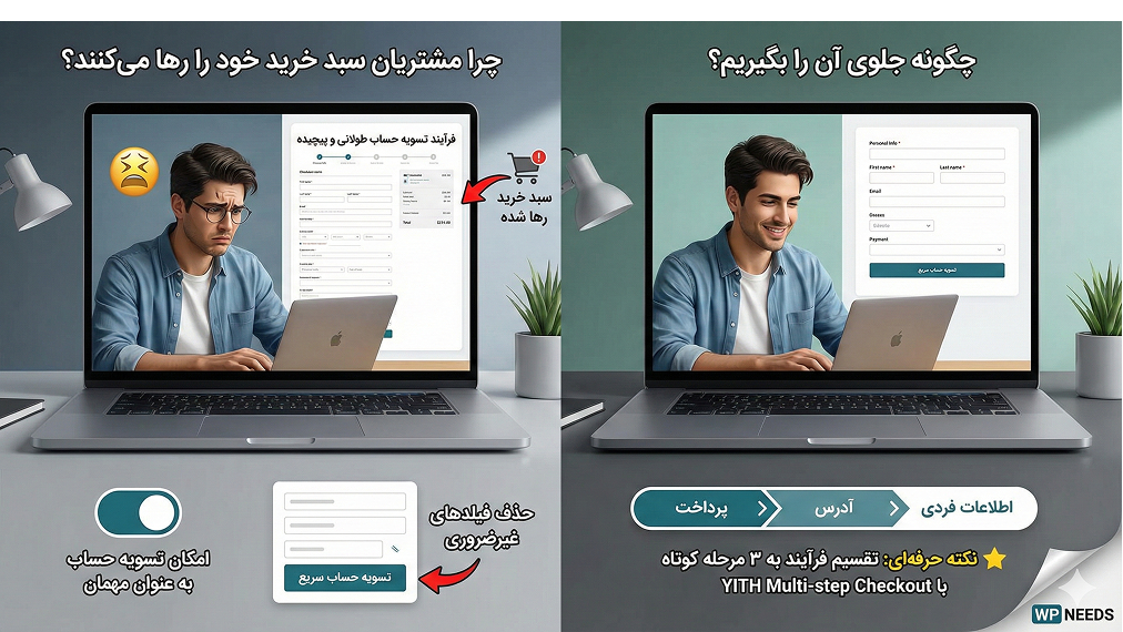 راه های افزایش فروش سایت 🚀 | +۲۰ روش عملی و تضمینی برای وردپرس 3 فرآیند تسویه حساب طولانی و پیچیده
