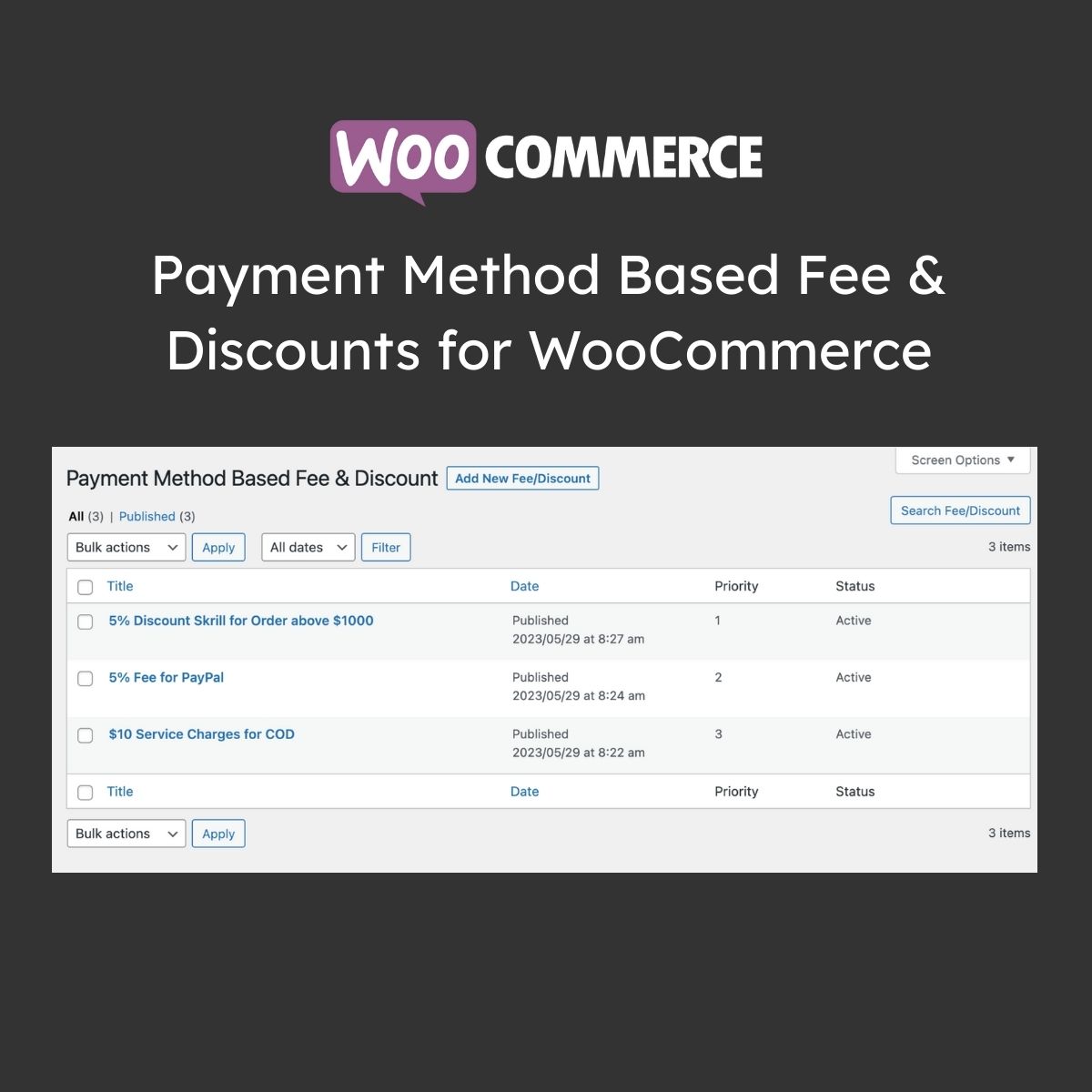 Payment Method Based Fee Discounts