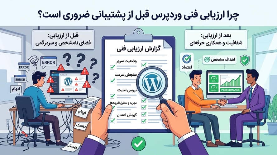 چک لیست بررسی فنی وردپرس قبل از سپردن سایت به پشتیبان چیست و چرا اهمیت دارد؟ 2 چرا باید قبل از شروع همکاری با پشتیبان، وضعیت فنی سایت وردپرسی بررسی شود؟