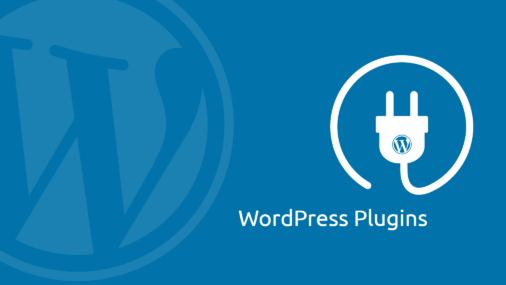 آیکون دوشاخه برق با لوگوی وردپرس و نوشته WordPress Plugins روی زمینه آبی