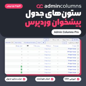 تصویر افزونه Admin Columns Pro با جدول نوشته‌های پیشخوان وردپرس، ستون سفارشی، فیلتر و خروجی CSV