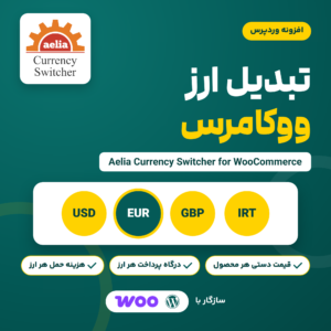 تصویر افزونه تبدیل ارز ووکامرس Aelia Currency Switcher for WooCommerce با دکمه‌های انتخاب ارز
