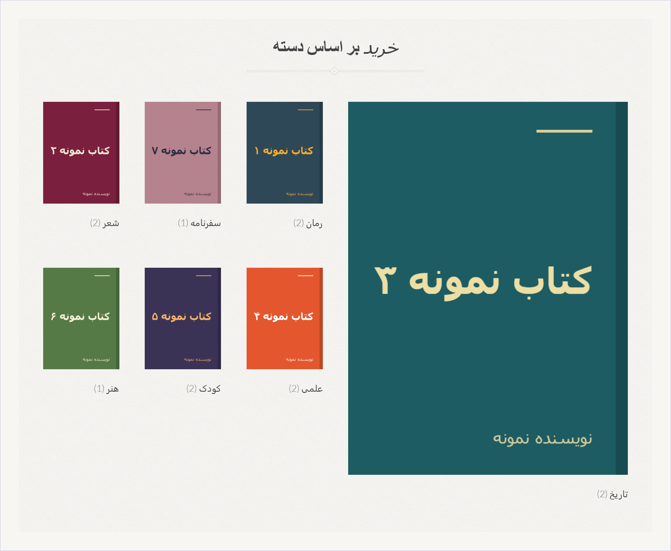 شبکه دسته‌ها در صفحه اصلی Bookshop