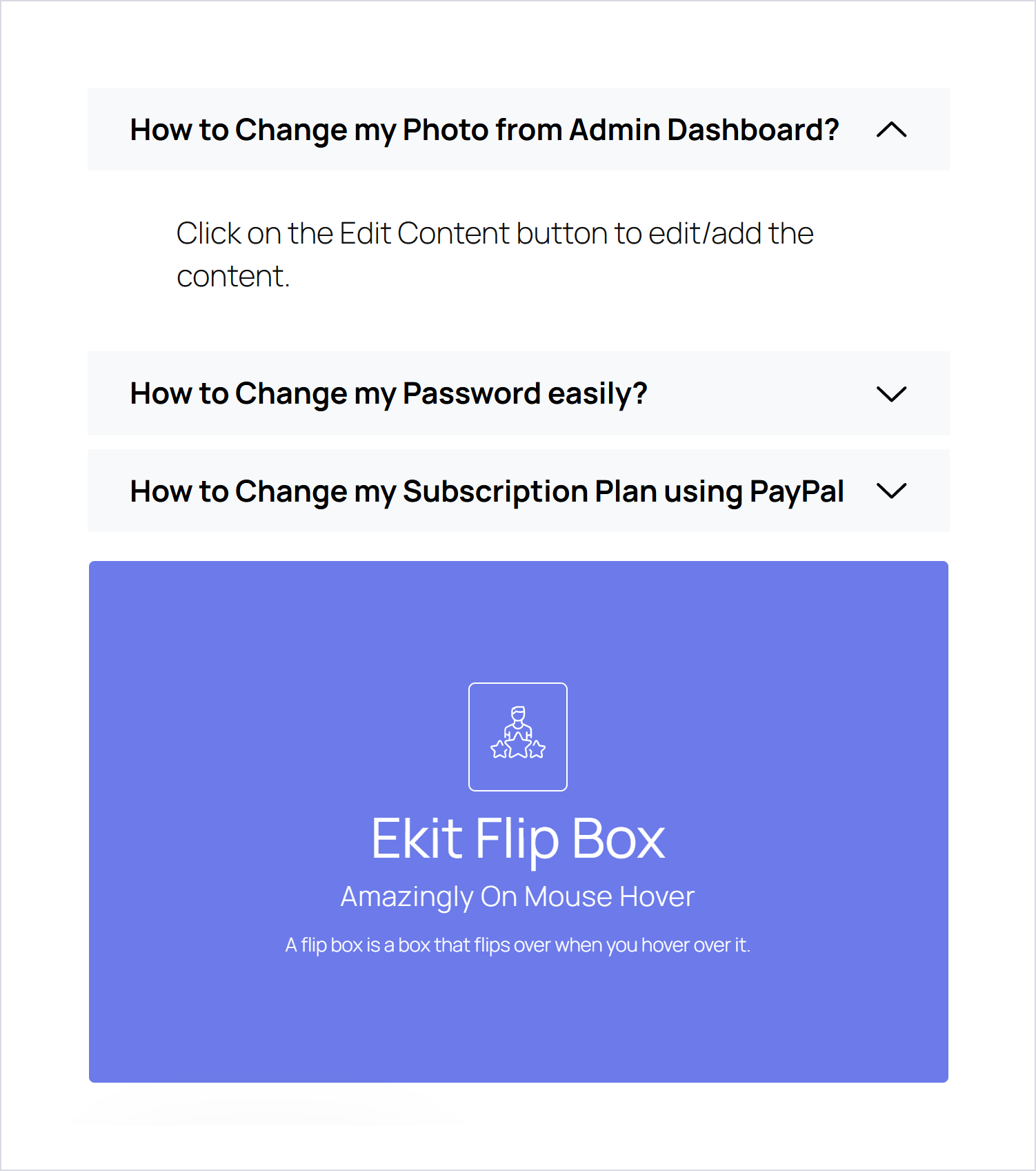 افزونه المنتور المنت کیت | Elementskit Pro 1 آکاردئون پیشرفته و جعبه چرخان از ویجتهای المنت کیت پرو، با محتوای پیشفرض خودشان در برگه آزمایشی