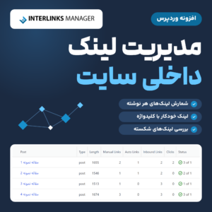 تصویر افزونه لینک‌سازی داخلی وردپرس Interlinks Manager با جدول شمارش لینک‌های داخلی هر نوشته