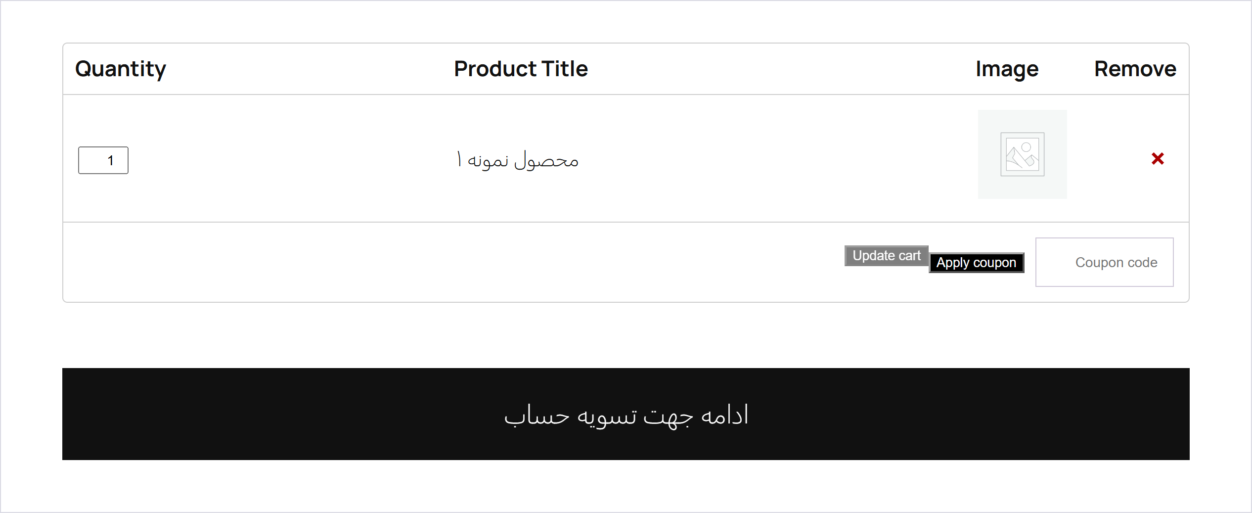 جدول سبد خرید ویجت افزونه روی صفحه سبد بازدیدکننده