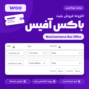 تصویر افزونه ووکامرس باکس آفیس (WooCommerce Box Office) با بلیت و بخش Ticket Fields در برگه ویرایش محصول